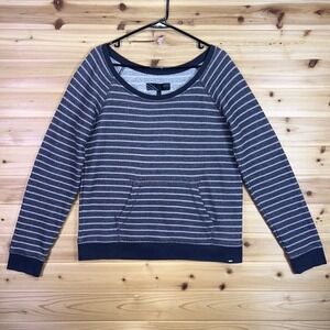 Vans Sweater Womens XL Gray Striped Kangaroo Pocket Scoop Neck Long Sleeve Shirt